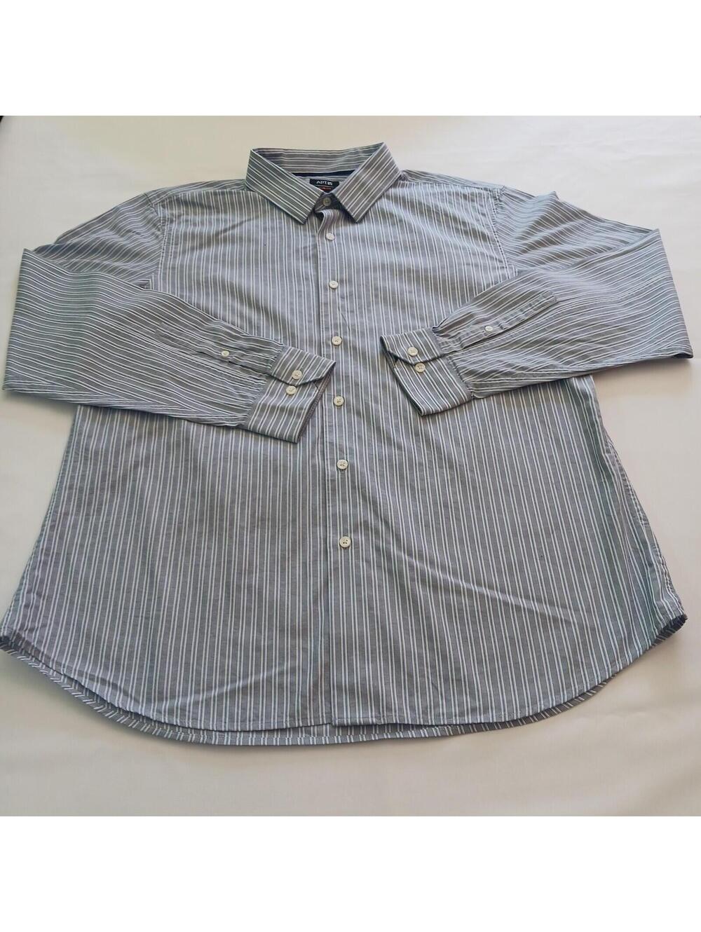 APT 9 Button Up Shirt Men’s Slim Fit Long Sleeve Blue & White Stripes Size XL
